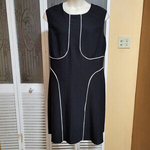 ALFANI Ladies Beautiful Black, White Piping Sleeveless A-line Dress